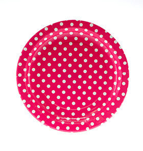 9" Polkadot Hot Pink Plate